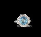 2Ct Blu Finto Acquamarina Antico Anello di Fidanzamento 14K Placcato Oro Bianco