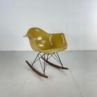 Vintage 1950s Eames Herman Miller RAR a Dondolo Sedia IN Luce Ocra #4267