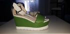 Sandali donna zeppa 36 scarpe estive tacchi alti plateau verde cinturino