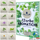 KIT COLTIVAZIONE ERBE AROMATICHE OFFICINALI con SEMI 12 VARIET� ORTO GIARDINO