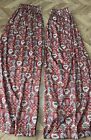 Pair Of Lined Bespoke Floral Red Georgette Curtains Country House Luxe Pencil