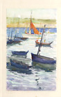 aquarelle originale début 20ème bateaux par Sollier Henri Alexandre