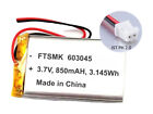 LiPo 603045 Batterie Akku 850 mAh 3.7V JST PH 2.0 für Navi, GPS 45 x 30 x 6 mm