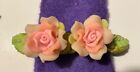 Fimo crafted ceramic polyester hair barrettes  (pink roses)