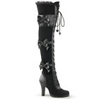 Sale GLAM-300 Damenia High-Heels Overkneestiefel schwarz Lederoptik Samt Gr 39