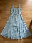 House of Harlow 1960 Linen Blend Long Fitted Midi Dress in Blue Size S