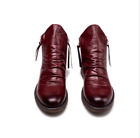 Mens Chelsea Ankle Boots Leather Zip Wine / Oxblood