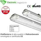 PLAFONIERA STAGNA NEON IP66 LED PER ESTERNO 60 120 150 CM SINGOLA E DOPPIA