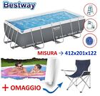 Bestway PISCINA POWER STEEL FRAME Rettangolare → 404x201x122 cm + Accessori /