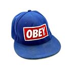 Obey Snapback Hat Red Blue Embroidered Logo Adjustable Baseball Cap Vintage