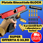 Pistola giocattolo glock 8 proiettili soft a pallini morbidi bambini giochi