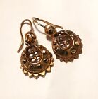 ANTIQUE VICTORIAN 9CT ROSE GOLD ETRUSCAN DROP EARRINGS 1872 GYPSY EARRINGS