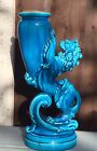 Grande Majolica Faience Jules Vieillard Bordeaux Bleu Turquoise Lion Figurine