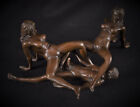 Scultura Bronzo Nudo Uomo Due Donne Erotico