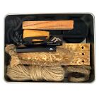 Traditional Fire Lighting Kit | Bushcraft Fire Kit Tin | Ferro Rod Fire Steel