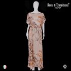 abito donna estivo griff alta moda couture caftano curvy lungo floreale beige 11