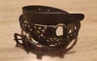 dsquared "bi-color" black & brown embroidered studded belt 2 D-rings size M