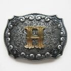 Western- Buckle, Buchstabe H, mit echt Goldauflage, Gürtelschnalle