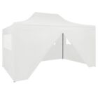 Gazebo Professionale Pieghevole 4 Pareti 3x4m Acciaio Bianco