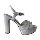 Luciano Barachini NL282B Sandali Donna Tacco Alto con Plateau in Pelle Bianco