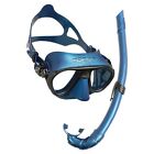 Cressi Maschera Set Calibro Sil. Blu Metal Anti Appannante + Snorkel Corsica Blu