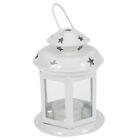 Porte-bougie en fer forgé creux portable chandelier lampe à vent lanterne en