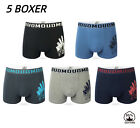 Stock 5 BOXER uomo pack mutande in cotone elasticizzato multicolori fantasia