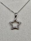 9ct White Gold Diamond Star Pendant & Chain (1.9g)