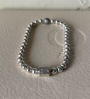 Genuine PANDORA Sterling Silver Beads & Pave Bracelet  17cm