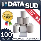 100 ROTOLI TERMICI MM 57x30 METRI CARTA DI ALTA QUALITA  - REGISTRATORI DI CASSA