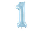 Pallone compleanno numero 1 anno Celeste 86cm palloncini gonfiabile aria, ELIO