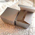 Plain silver colour gift box Foldable delivered Flat 9cm square box cardboard