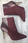 New Nine West Flagship Ankle Boots Wine Purple Size 9W UK 7 EU 40 Pointy Toe