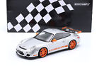 Porsche 911 (997) GT3 RS Baujahr 2007 silber / orangene Felgen 1:18 Minichamps