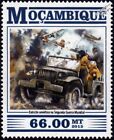 WWII Russian Army Soldiers in DODGE WC Jeep Car & Aircraft Dogfight Stamp (2015)