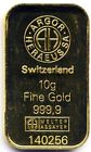 Lingotto oro Gold Ingot bar : 10 grams of pure gold 999.9 24k - Argor Heraeus