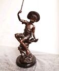 Bronze Skulptur, Statue n.Goldschneider~Fischender Knabe~signiert~H 43cm~ 8 Kg