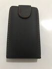 HTC Tattoo Black leather case Top flip