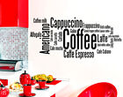 Wall Stickers Kitchen Adesivi Murali Cucina Caffé Cappuccino Negozio Bar Vetrina