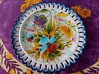 Assiette Plate Ajourée Faience Italienne Bassano Del Grappa Décor Floral Coloré