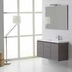 Kiamami Valentina Mobile bagno sospeso 90cm con 3 ante grigio e lavabo in resina