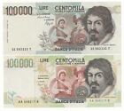 LOTTO X2 100000 LIRE  CARAVAGGIO  I  TIPO  100000 LIRE CARAVAGGIO II TIPO