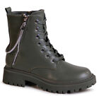 Scarpe Donna Plateau Stivaletti Worker Biker Boots Combattimento Babbuccie