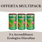 OFFERTA 3 PZ DIAVOLINA 100 CUBI ACCENDIFUOCO ECOLOGICO PER CAMINI, STUFE E BBQ