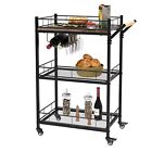 ANYHI serving cart, Kitchen Serving cart with bottle wine rack, Bar