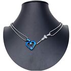 Cuore Freccia Ciondolo Spezzato Blu 2 x Collana Acciaio Uomo Donna Amici A/14