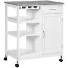 Compact Kitchen Trolley Utility Cart on Wheels with Wine Rack, Drawer, Open