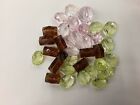Perline resina lotto di perline sfaccettate rosa marroni e verdi foro medio