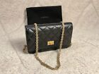 WALLET ON CHAIN 2.55 CHANEL PERSE SAC CHANEL EN CUIR VIELLIT NOIR 100% VERITABLE