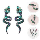 Fashion Earrings Exaggerated Personality Colored Snake-shaped Green